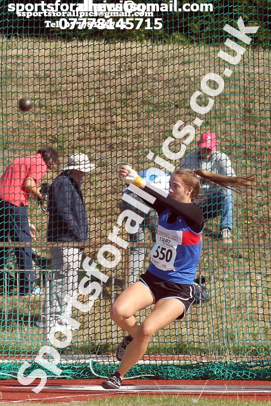 Womens under-17s hammer, 2018 Northern Under-17s/U-15s/U-13s Champs., Wavertree Athletics Centre, Liverpool. Photo: David T. Hewitson/Sports for All Pics